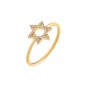 14K Gold / 6.5 Diamond Star of David Ring 14K - Adina Eden's Jewels