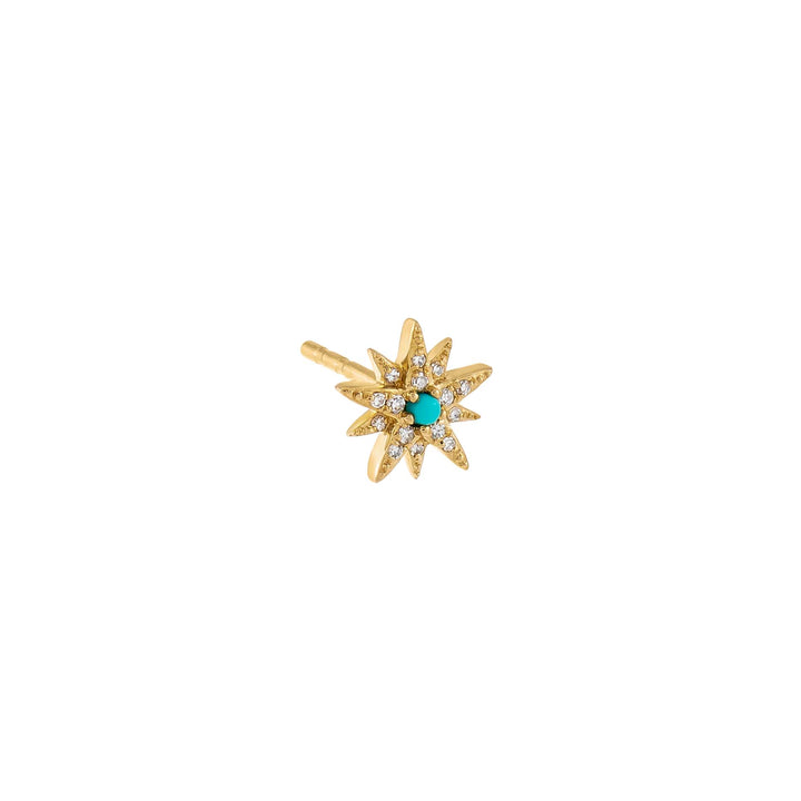 Turquoise / Single Turquoise Starburst Stud Earring 14K - Adina Eden's Jewels