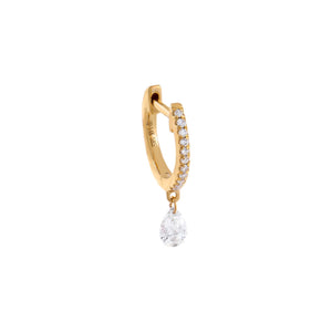 14K Gold / Single Diamond Pavé Teardrop Huggie Earring 14K - Adina Eden's Jewels