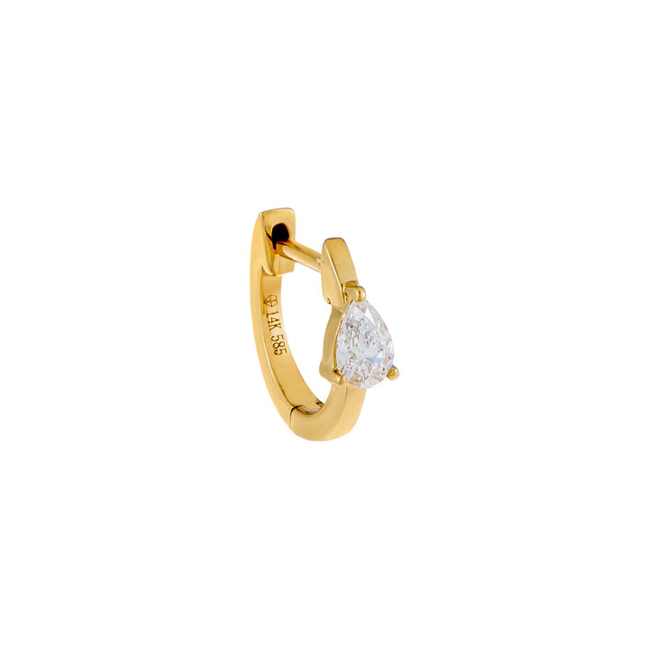 14K Gold / Single Diamond Small Teardrop Huggie Earring 14K - Adina Eden's Jewels