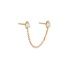 14K Gold / Single Teardrop Diamond Double Chain Stud Earring 14K - Adina Eden's Jewels