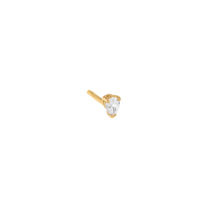 14K Gold / Single Diamond Mini Teardrop Stud Earring 14K - Adina Eden's Jewels