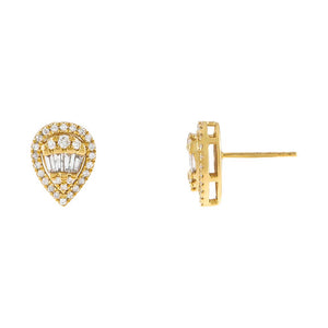 14K Gold Pear Diamond Illusion Stud Earring 14K - Adina Eden's Jewels