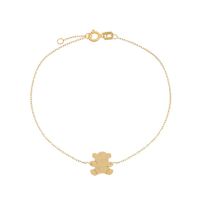 14K Gold Solid Mini Teddy Bear Bracelet 14K - Adina Eden's Jewels