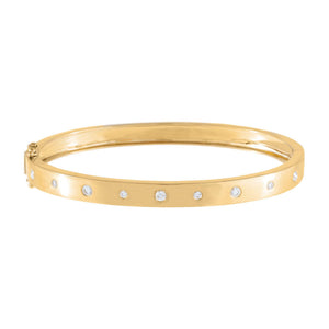 14K Gold Diamond Thick Multi Stone Bangle 14K - Adina Eden's Jewels