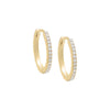 14K Gold / Pair Thin Pave Hoop Earring 14K - Adina Eden's Jewels