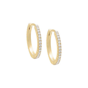 14K Gold / Pair Thin Pave Hoop Earring 14K - Adina Eden's Jewels