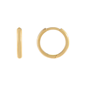 14K Gold Medium Solid Round Huggie Earring 14K - Adina Eden's Jewels