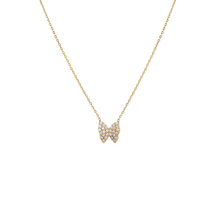 14K Gold CZ Pave Butterfly Necklace 14K - Adina Eden's Jewels