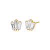 14K Gold / Pair Triple CZ Baguette Stud Earring 14K - Adina Eden's Jewels