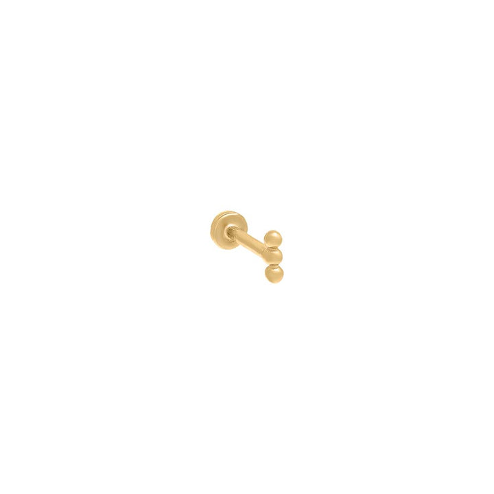 14K Gold / 6.5MM Tiny Beaded Bar Threaded Stud Earring 14K - Adina Eden's Jewels