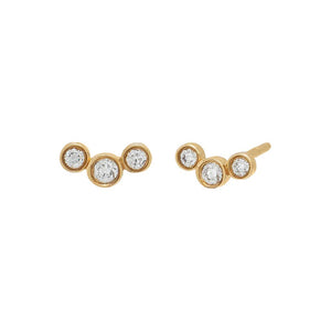 14K Gold / Single Petite Diamond Bezel Curved Bar Stud Earring 14K - Adina Eden's Jewels
