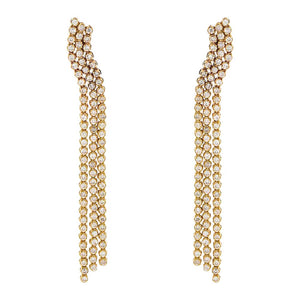 14K Gold Diamond Tassel Earring 14K - Adina Eden's Jewels