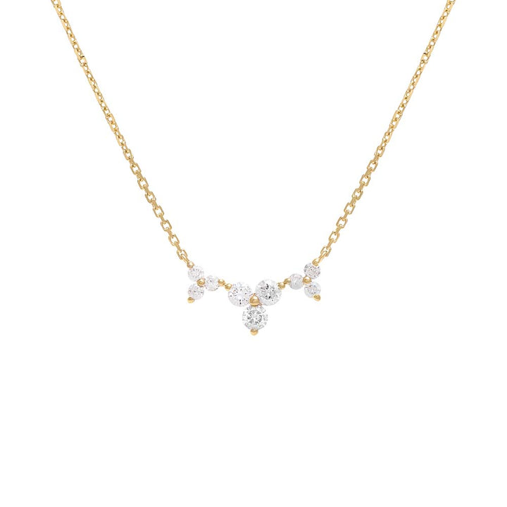 14K Gold Diamond Curved Triple Cluster Necklace 14K - Adina Eden's Jewels