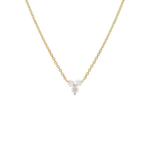 14K Gold Diamond Trio Cluster Necklace 14K - Adina Eden's Jewels
