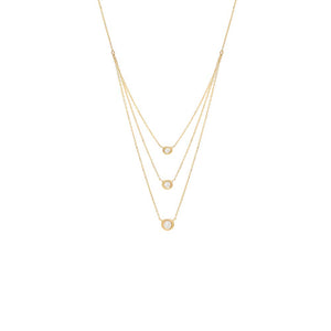 14K Gold Three Bezel Set Diamond 
Necklace 14K - Adina Eden's Jewels