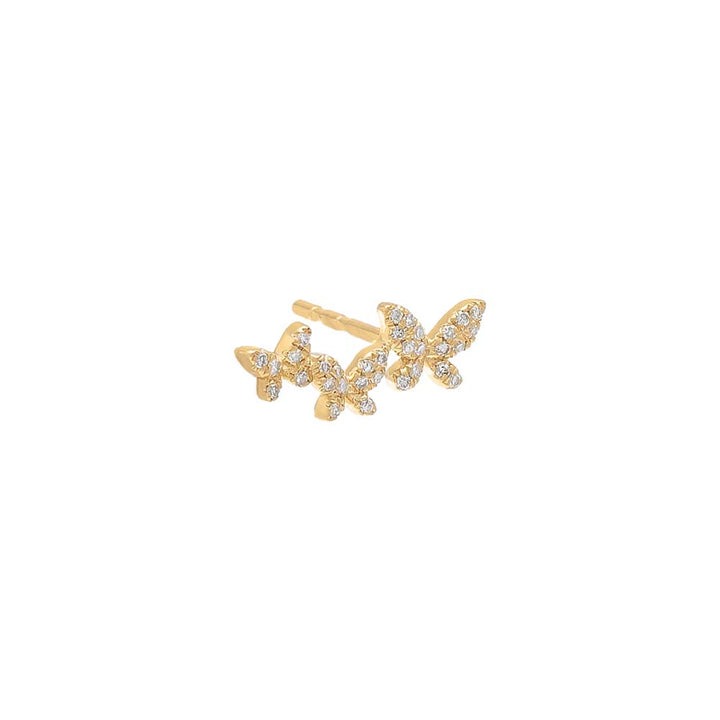 14K Gold / Single Diamond Triple Butterfly Stud Earring 14K - Adina Eden's Jewels