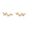 14K Gold / Pair Diamond Triple Butterfly Stud Earring 14K - Adina Eden's Jewels