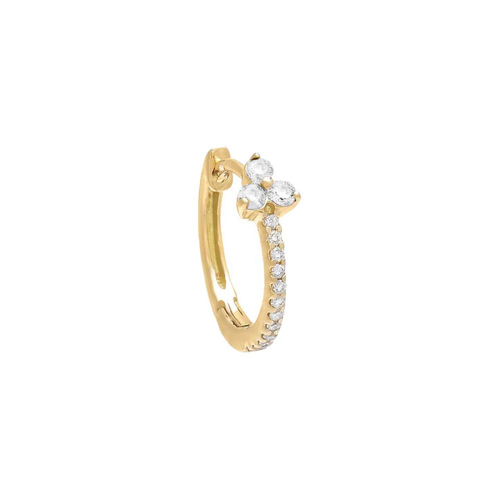 14K Gold / Single Pavé Diamond Cluster Huggie Earring 14K - Adina Eden's Jewels