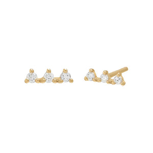 14K Gold / Single Petite Three Prong Diamond Stud Earring 14K - Adina Eden's Jewels