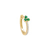 Emerald Green / Single Diamond Gemstone Cluster Huggie Earring 14K - Adina Eden's Jewels
