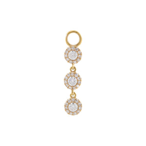 14K Gold Diamond Halo Trio Charm 14K - Adina Eden's Jewels