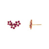 Magenta / Pair CZ Colored Flower Cluster Stud Earring 14K - Adina Eden's Jewels