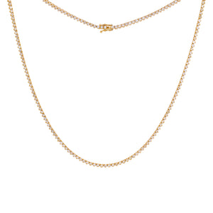 14K Gold / 14IN Diamond 3 Prong Tennis Necklace 14K - Adina Eden's Jewels