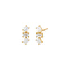 14K Gold / Pair Diamond Scattered Baguette Bar Stud Earring 14K - Adina Eden's Jewels