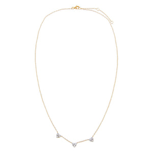  Diamond Triple Cluster Heart Necklace 14K - Adina Eden's Jewels