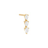 14K Gold / Single Diamond Triple Teardrop Bar Stud Earring 14K - Adina Eden's Jewels