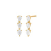 14K Gold / Pair Diamond Triple Teardrop Bar Stud Earring 14K - Adina Eden's Jewels
