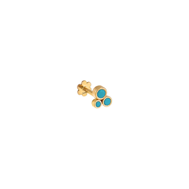 Turquoise / Single Turquoise Circle Cluster Threaded Stud Earring 14K - Adina Eden's Jewels