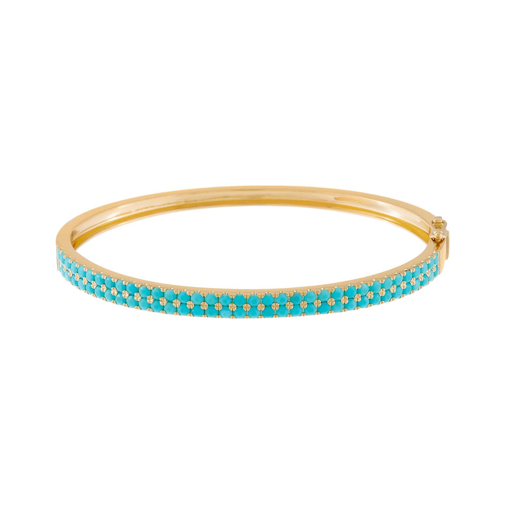 Turquoise Turquoise Double Row Bangle 14K - Adina Eden's Jewels