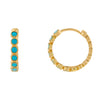 Turquoise / Pair Turquoise Bezel Huggie Earring 14K - Adina Eden's Jewels