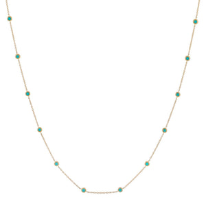 Turquoise / 25" + 5" Turquoise Bezel Waist Body Chain 14K - Adina Eden's Jewels