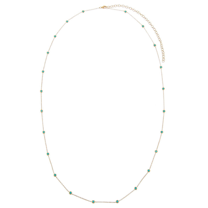  Turquoise Bezel Waist Body Chain 14K - Adina Eden's Jewels
