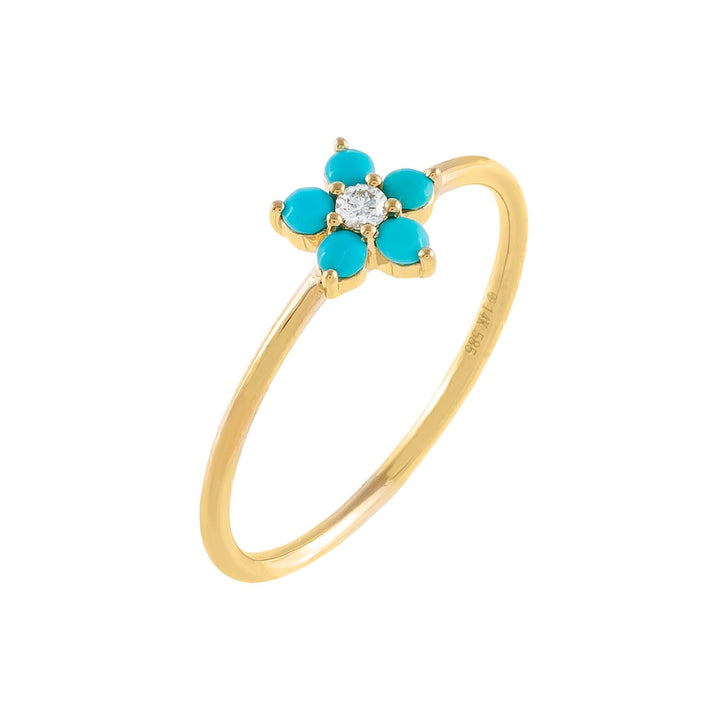 Turquoise Diamond Turquoise Flower Ring 14K - Adina Eden's Jewels