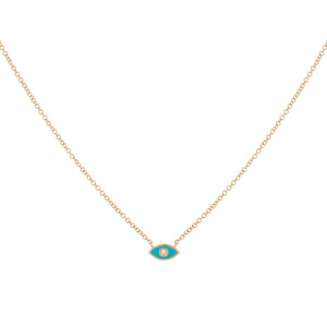  Diamond Enamel Evil Eye Necklace 14K - Adina Eden's Jewels