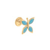 Turquoise / Single Turquoise Butterfly Threaded Stud Earring 14K - Adina Eden's Jewels
