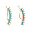 Turquoise Diamond X Turquoise Ear Climber 14K - Adina Eden's Jewels