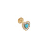 Turquoise / 6MM / Single Pave Outline Turquoise Heart Threaded Stud Earring 14K - Adina Eden's Jewels