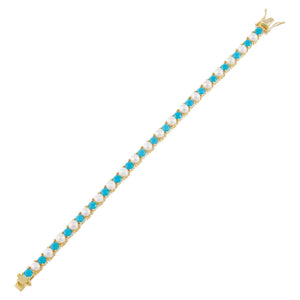Turquoise Pearl X Turquoise Bracelet - Adina Eden's Jewels