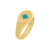 Turquoise CZ Starburst Signet Pinky Ring - Adina Eden's Jewels
