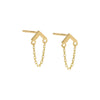14K Gold / Pair Mini Chevron Chain Drop Stud Earring 14K - Adina Eden's Jewels