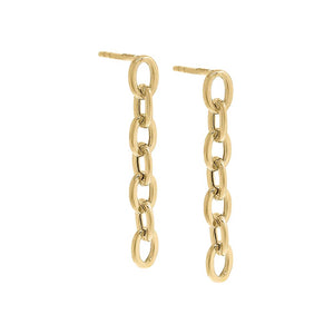 14K Gold / Pair Chunky Chain Link Drop Down Stud Earring 14K - Adina Eden's Jewels