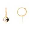 14K Gold Enamel Yin & Yang Hoop Earring 14K - Adina Eden's Jewels