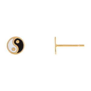 14K Gold Enamel Yin & Yang Stud Earring 14K - Adina Eden's Jewels