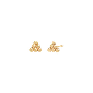 14K Gold / Single Mini Beaded Triangle Stud Earring 14K - Adina Eden's Jewels
