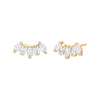 14K Gold / Pair Curved CZ Multishape Stud Earring 14K - Adina Eden's Jewels